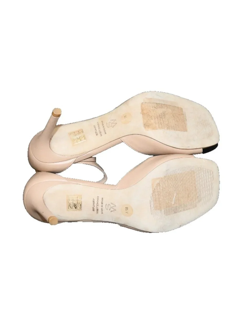 $550 STUART WEITZMAN NUDISTIA SQUARE TOE HEEL LEATHER ADOBE 7.5 (DD19)